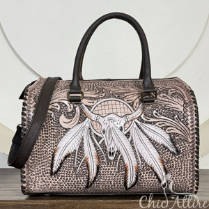 Sacs de voyage vintage en cuir de vachette repoussé grande capacité, style western, sacs bandoulière pour week-end et nuitées - Product Image 1