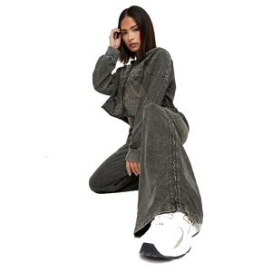 OEM/ODM 100% algodón Regular Fit con capucha sólido Streetwear Vintage Crop Sweatsuit cordón ácido lavado mujer chándal alto - Product Image 3