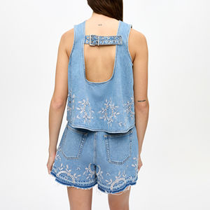 Shorts de Mezclilla de Cintura Alta con Cierre de Botones, Estilo Bermuda para Mujer, Ropa de Verano Informal, Diseñados para Uso Diario Intenso - Product Image 6