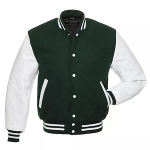 Chaqueta Varsity Personalizada con Logotipo para Hombre, Talla Grande, 100% Algodón, Transpirable, Cuello Alto, Estilo Urbano de Invierno, Largo Regular, Nueva - Product Image 1