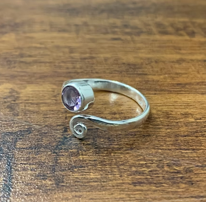 1.8 Gram Amethyst Gemstone 925 <b>Sterling</b> <b>Silver</b> <b>Adjustable</b> <b>Ring</b> Handcrafted Simple Light Weight Jewelry - Product Image 2