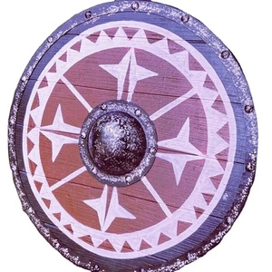 Bouclier Viking rond en tissu Ahmad avec motif étoile blanche et centre métallique, bouclier décoratif en bois de 24 pouces, qualité DIY - Product Image 1