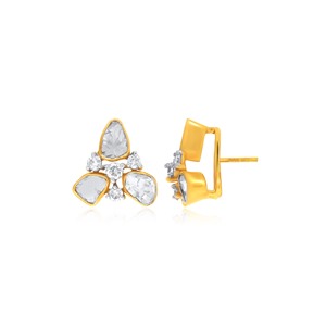 Boucles d'oreilles clous en diamant rose taillé en forme de triangle, cultivé en laboratoire, en or 18 carats, fabrication de bijoux fins, vente en gros - Product Image 3
