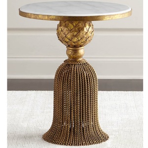 Table d'appoint ronde en métal à double design, table basse de qualité antique, taille personnalisée, en aluminium et laiton - Product Image 3