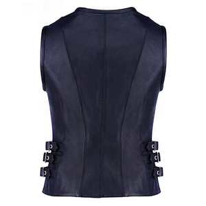 Chaleco de cuero para motocicleta para mujer, chaqueta sin mangas de cuero genuino para damas, estilo motero, ropa de moda - Product Image 4