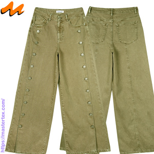 Vaqueros de mujer de pierna ancha, cintura alta, estampados, holgados, transpirables para todas las estaciones, 100% algodón, 8.55 oz - Product Image 1