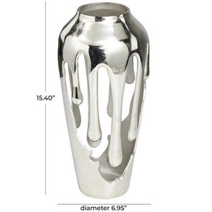 Vase de table en aluminium fait main, design abstrait effet goutte, motif floral foncé, Jaffs Exports Jf62011, provenance Uttar Pradesh - Product Image 1