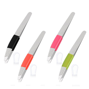 Pinzas Profesionales de Acero Inoxidable y Silicona para Cejas, Mango Antideslizante, Punta Inclinada, Herramienta Útil para Depilación y Maquillaje - Product Image 4