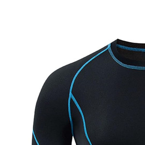 Camiseta Deportiva de Compresión para Hombre, Manga Larga, Azul Sólido, Ecológica, Transpirable, de Secado Rápido, Cuello Redondo, Oversize, Spandex/Poliéster - Product Image 3