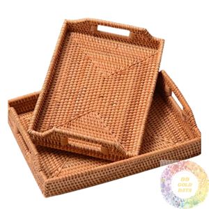 Natural Rattan Woven Tray Serving <b>Basket</b> for Food Display Kitchen Dining Restaurant Cafe Hotel and Home Organization Wholesale - Product Image 3