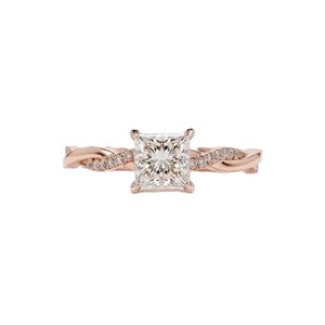 Bague de mariage en or massif 10K 14K 18K avec diamants de laboratoire taille princesse et ronds, certifiée IGI, clarté DEF VS VVS, pavé torsadé - Product Image 3