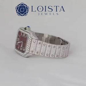 Reloj de Lujo Cuadrado de Acero Inoxidable con Brazalete de Diamantes de 20 mm, Cierre Plegable, Movimiento de Cuarzo Unisex - Product Image 5