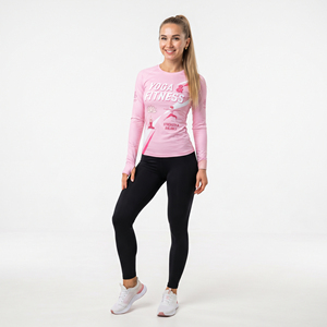 T-shirt de yoga à imprimé graphique pour femmes, manches longues, haut de sport pour la gym, vêtements de jogging pour femmes, t-shirt en polyester tricoté, haut de fitness pour femmes - Product Image 2