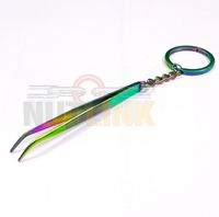 Pince à bijoux de précision porte-clés en acier inoxydable revêtu de titane arc-en-ciel, mini portable pour la manipulation de pierres précieuses et de perles, Fête Nationale