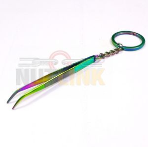 Precision Jewelry Tweezer Keychain <b>Rainbow</b> Titanium Coated Stainless Steel Portable Mini Gemstone Bead Handling National Day - Product Image 3