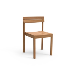 Chaise de salle à manger d'extérieur moderne en teck massif, imperméable, écologique, durable, avec pieds sabre - Product Image 1