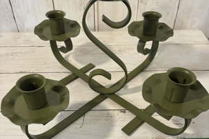 Support de bougies multi-têtes en fer forgé, finition verte, support métallique pour bougies coniques, idéal pour la décoration de mariages, événements et fêtes – Vente directe usine - Product Image 4