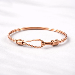 Pure Copper Hook Bangle Wire Wrapped Bracelet Minimalist Cuff <b>Stacking</b> Bangle Handmade Boho Artisan Jewelry for Everyday Wear - Product Image 5