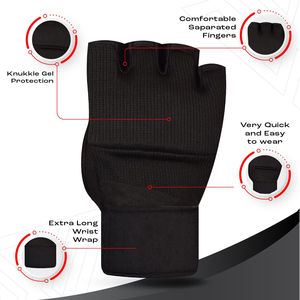 Half Finger Training Gloves With Velcro Wrist Support For Boxing Inner And Martial Arts Unisex Nylon Material - Product Image 4