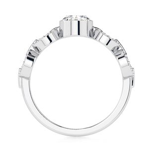 Anillo de Compromiso de Oro Blanco con Diamante Cultivado en Laboratorio de Corte Ovalado de 1.50CT, Estilo Elegante para Mujer, RITZIN - Product Image 2