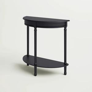 Mesa Consola Convertible Negra de Hierro con Espejo, Patas Modernas en Forma de Media Luna, Mueble para Entrada u Hotel - Product Image 1