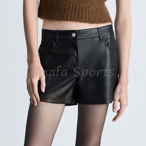 Breathable Design Low MOQ Fully Customized Leather Short Professionally Manufactured Women Biker Short In Solid color - Product Image 3