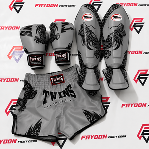 Equipo de Entrenamiento de Artes Marciales Personalizado, Pantalones Cortos Verdes de Muay Thai MMA, Guantes de Boxeo y Espinilleras, Equipo de Entrenamiento de Kickboxing, Set de Boxeo - Product Image 3