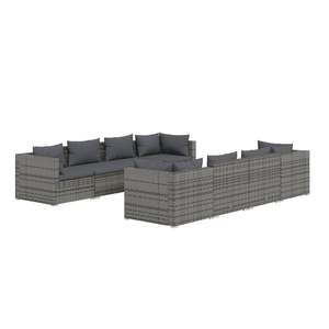 Conjunto de Muebles de Jardín de Ratán PE Gris con Acero con Recubrimiento en Polvo, Plástico y Vidrio - Muebles de Exterior Duraderos - Product Image 2