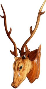 Par de Cabezas de Ciervo de Madera Hechas a Mano para Montar en la Pared, Decoración Rústica de Pared con Astas de Ciervo, Escultura Vintage de Trofeo Animal para Hogar, Cabaña o Lodge - Product Image 5