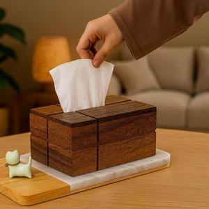 Élégante boîte à mouchoirs en bois pour la décoration de table de salon, rehaussant le style intérieur avec une finition en bois naturel - Product Image 4