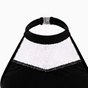 Haut court de cheerleading noir et blanc sans manches pour femmes et filles, idéal pour l'entraînement sportif et les uniformes de performance athlétique. - Product Image 4