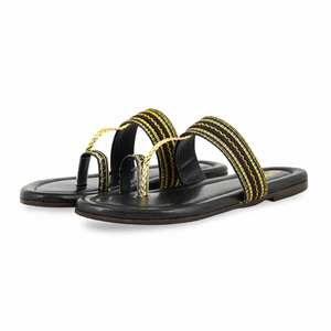 Negro Damas Casual Flat Chappal - Product Image 3
