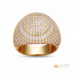 14K Gold Plated Baguette Cut Moissanite <b>Ring</b> for Men Hip Hop Engagement Iced Out Luxury Statement Wedding Band Jewelry - Product Image 1