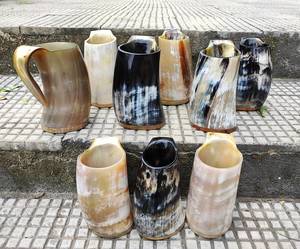 Mug à boire en corne naturelle Viking pour vin et bière, mugs à boire uniques, parfaits pour les fêtes, les mariages et autres événements. 2026 - Product Image 1