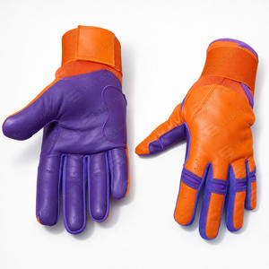 Guantes Largos Profesionales SAAR INDUSTRIES para Adultos y Jóvenes, Color Naranja y Morado, Cuero Vacuno Suave, Logotipo Personalizado, Antideslizantes y Duraderos - Product Image 1