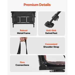Chaise de chasse pivotante silencieuse à 360 degrés, cadre en acier robuste, pliable, portable, avec accoudoirs - Product Image 5