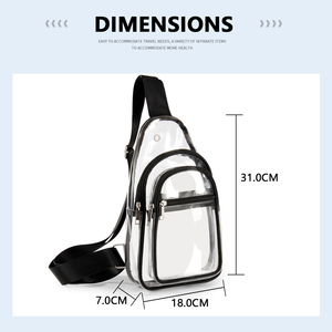 Custom Transparent <b>Clear</b> PVC Waterproof Fashion Zipper Sling Crossbody <b>Bag</b> for Unisex Black Casual Women Handbags 1-1.9L - Product Image 5