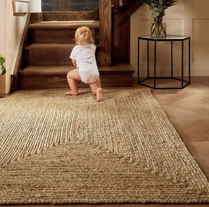 Tapis en jute fait main, tapis tressé en fibres naturelles, écologique, style bohème, couleur unie, poils moyens, tapis de sol pour la maison, vente en gros - Product Image 4