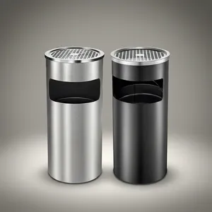 Poubelle à déchets en acier inoxydable, fournitures de jardin, poubelle ronde pour l'extérieur et l'intérieur, pour le bureau, le hall d'hôtel, la maison - Product Image 5