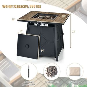 Tavolo con Braciere a Gas Propano da 40.000 BTU, 28 Pollici, con Copertura, Arredo da Esterno Riscaldabile e Resistente - Product Image 5