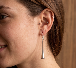<b>Solid</b> 925 Sterling <b>Silver</b> Tapered Stick Drop <b>Earrings</b> | Minimalist Long Dangle Fine Jewelry Gift for Women Wholesale Price - Product Image 5