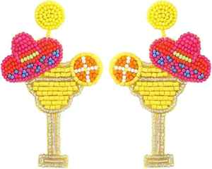 Creative Handmade Embroidery Sequence & <b>Glass</b> beaded Drops Earrings For Summer Parties Events Gifting Stylish Hoop & Studs - Product Image 5