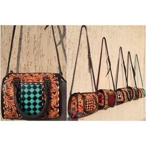 Bolsa de Viaje de Cuero Genuino 100% de Lujo, Nueva, Último Modelo, Hecha a Mano, con Diseño Floral Tallado, Resistente al Agua - Product Image 1