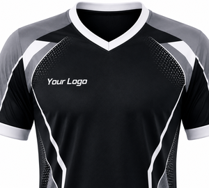 Maillot de football personnalisé pour homme, col en V, manches courtes, imprimé géométrique, polyester respirant, uniformes de football - Product Image 2