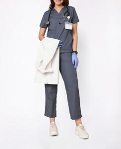 Conjuntos de Uniformes de Enfermería para Mujer y Hombre, Conjuntos de Uniformes Médicos, Uniformes de Enfermera, Blusa de Doctor de Hospital, Tela de Poliéster y Elastano, Manga Corta, Verano - Product Image 4