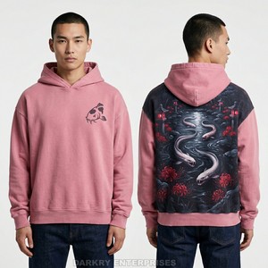 Sudadera con Capucha Rosa Lavada al Ácido al por Mayor para Hombre, Sudadera Gráfica Personalizada Estilo Japonés, Sudadera de Moda Urbana de Tela de Algodón Premium - Product Image 1