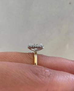 Bague de fiançailles de luxe en or 14K 18K avec diamant de laboratoire taille princesse et halo carré, bijoux de mariage - Product Image 3