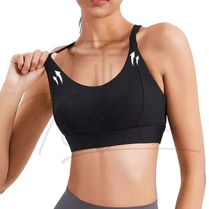 Women Sports Bra Racerback Scoop Neck Solid Black Breathable Medium Support Fitness Activewear Seamless Design - Product Image 3