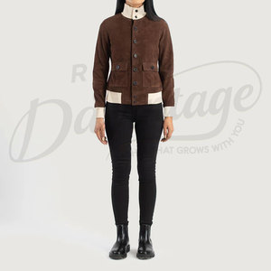 Women's <b>Jackets</b> Modern Style Suede <b>Leather</b> <b>Jacket</b> Lightweight Slim Fit Outerwear Women's Brown Suede <b>Leather</b> Coat Slim Fit - Product Image 3