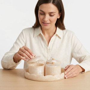 Ensemble de plateaux et pots de rangement en résine, élégant, de qualité supérieure, artisanal, moderne et luxueux, pour collations, bonbons, fruits secs, passe au lave-vaisselle, pour la maison - Product Image 1